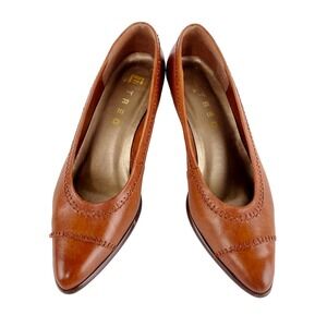 Treo Leather Pumps Women's 6.5 M Medium Brown Slip On Flats Shoes Brazil LKNU